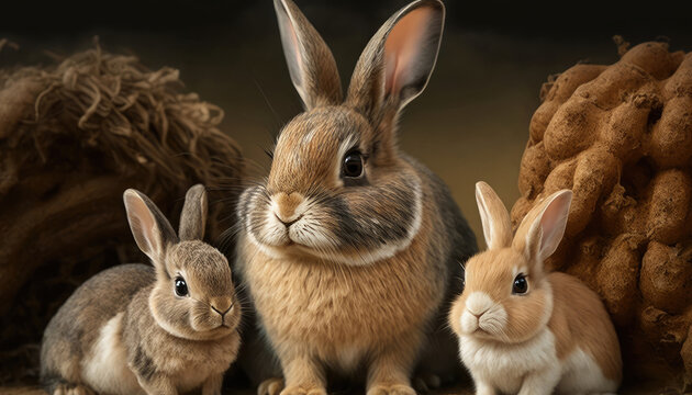 the rabbit family united, soft fur