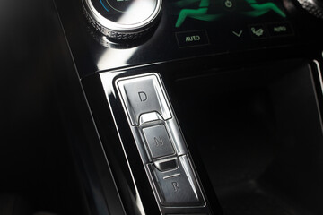 Futuristic and modern car gearbox control panel 