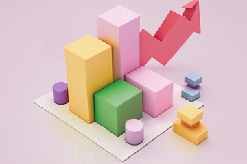 Obraz premium Marketing Growth Strategy A 3D Illustration of a Graph Plan And Growing Strategy For Marketing Businesss, Cartoon creative design icon isolated on white background. 3D Rendering, Generative AI