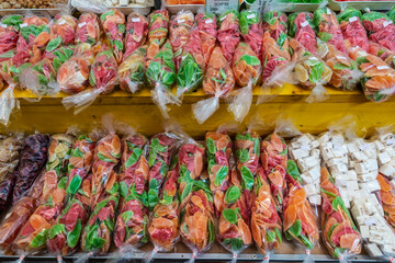 Candied fruit shop in Naschmarkt, Vienna, Austria