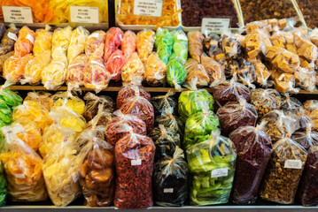 Nuts and candied fruit shop in Naschmarkt, Vienna, Austria