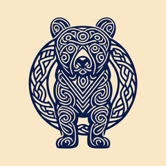 Celtic knot pattern like a bear. Totem animal. Template of tattoo.