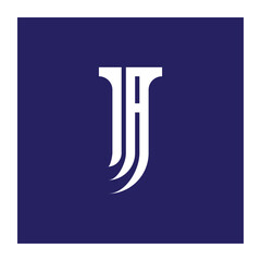 Concise logo with monogram JA or AJ. Letters J and A - logotype.