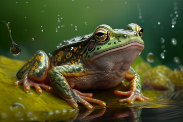Green Frog picture illustration, Generative Ai