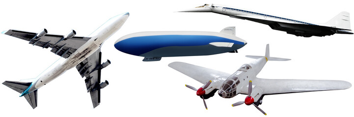 Entwicklung von Flugzeugkonstruktionen. Flugzeug. Zeppelin.  - obrazy, fototapety, plakaty