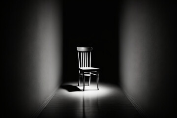 Empty chair in the dark room generative AI