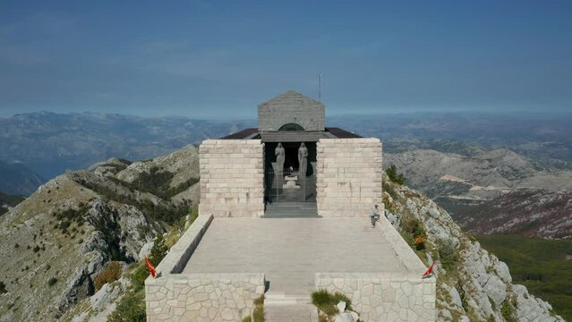 The Mausoleum of Petar II Petrovic Njegos on Lovcen. The Mausoleum is Located on the Summit of Mount Lovcen. Mauyolej na Lovćenu
