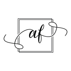 AF Initial handwriting minimalist logo Design