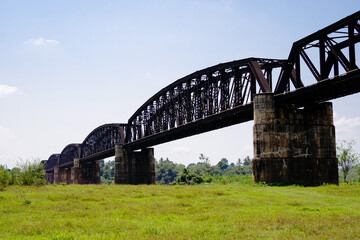 Fototapeta na wymiar Retro rustic empty Railway bridge