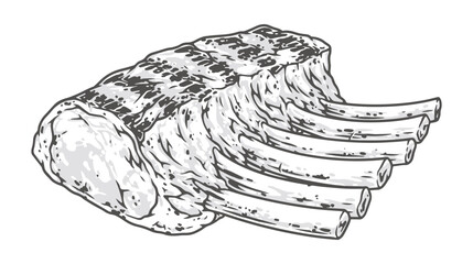 Fried ribs vintage sticker monochrome