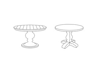 round table vector design and line art. round table line vector illustration. round table isolated white background.