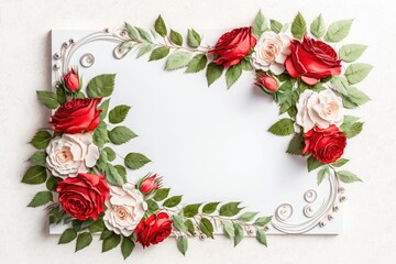 Flower frame roses wreath paper mockup Made With Generative AI