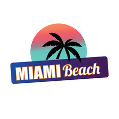 Miami Beach Palms at Sunset - Illustration