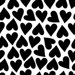 Fototapeta premium Seamless romantic pattern with cute hand drawn hearts. Design for Valentine's Day, vector illustration