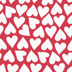Seamless romantic pattern with cute hand drawn hearts. Design for Valentine's Day, vector illustration