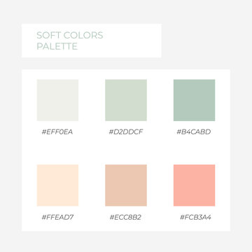 Nude pastel palette. Trendy pallete of color. Cozy color pallete. Swatch summer candy shade tone with hex code. Nft pastel colors. Super trendy color	

