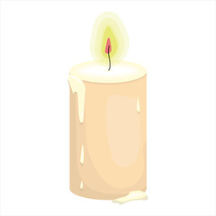 Beige cylinder shaped candle. Valentine's day holiday, all lovers, Halloween, birthday. Party, holiday, romance. Elements for cards, banners, posters, party invitations. Transparent background