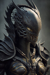 Portrait of alien warrior for gaming. generative AI