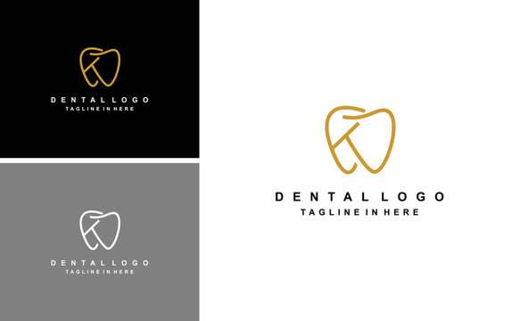simple dental logo with letter K monogram vector template