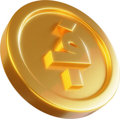 Golden Afghanistan afghani coin 3d render illustration
