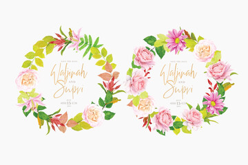 floral summer wreath and background