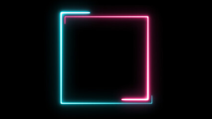 Abstract pink and blue neon glowing light , lasers and lines frame