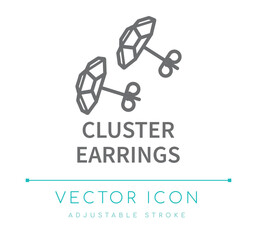 Cluster Earrings Jewelry Line Icon