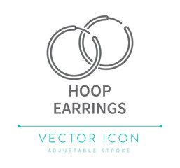 Hoop Earrings Jewelry Line Icon