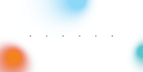 Vector Layout with Light Blue and Orange Gradient Circles on a White Backgound. Simple Geometric Minimalist Print with Blurry Dots ideal for Cover, Layout, Flayer, Banner, Blanks.