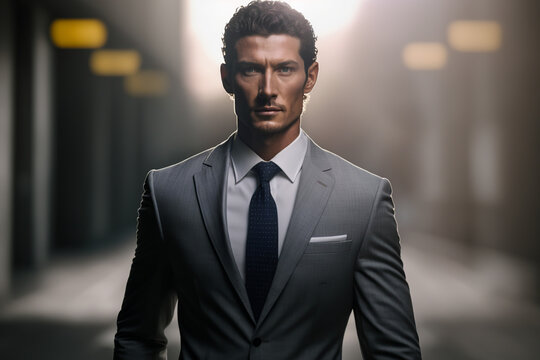 Portrait of a businessman wearing a suit generative AI tools.