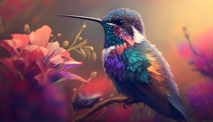 Fototapeta premium beautiful, brightly colored animals, in flower