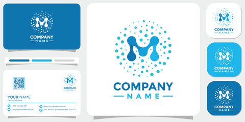 Fototapeta na wymiar vector abstract letter M technology logo templates with business card template.