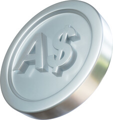 Silver Australian dollar coin 3d render illustration