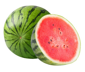 Ripe Watermelon fruit isolated on a transparent background