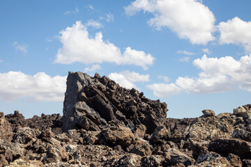 scenic volcanic landscape in Timanfaya national Park in Lanzarote