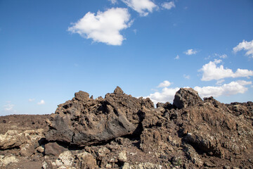 Fototapeta na wymiar scenic volcanic landscape in Timanfaya national Park in Lanzarote