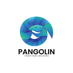 Vector illustration pangolin gradient colorful