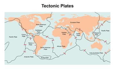 Fototapeta na wymiar Tectonic Plate World Map Concept Design. Vector Illustartion.