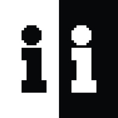 information icon 8 bit, pixel art I help icon  for game  logo. 