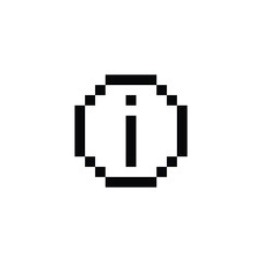 information icon 8 bit, pixel art I help icon  for game  logo. 