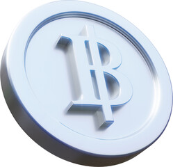 Silver Thai baht coin 3d render illustration