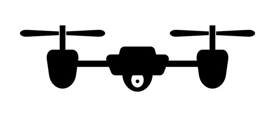 Drone silhouette icon. Reconnaissance aircraft. Unmanned aerial vehicle. Vector.