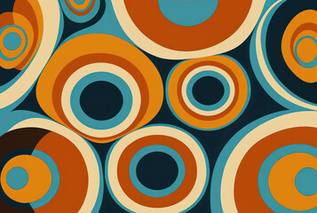 Fondo 2d abstracto circulos, colores pastel, estilo 60s, creado con IA generativa - obrazy, fototapety, plakaty