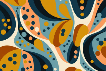 Fondo 2d abstracto círculos, colores pastel, estilo 60s, creado con IA generativa - obrazy, fototapety, plakaty