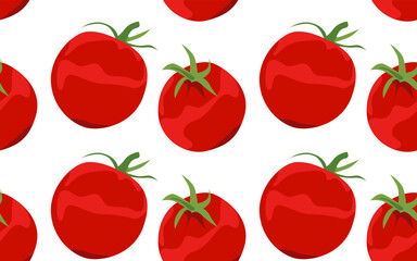 Whole tomatoes. Cherry tomatoes. Seamless vector pattern. Pattern of vegetables. Natural food.
