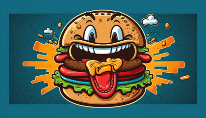 Happy burger illustration