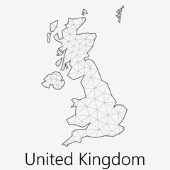 Vector low polygonal United Kingdom map.