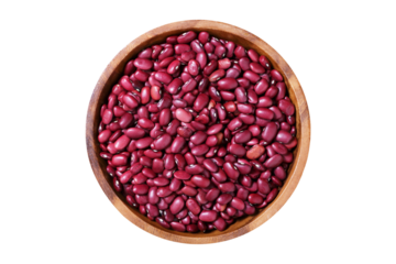 bowl of dry red beans isolated on transparent background, top view