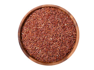 Fototapeta na wymiar bowl of dry brown rice isolated on transparent background, top view