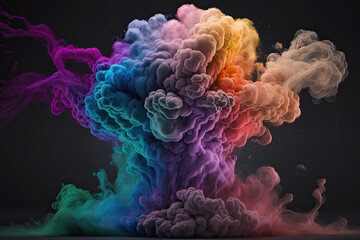 Fototapeta premium Multicolor smoke explosion. Generative AI